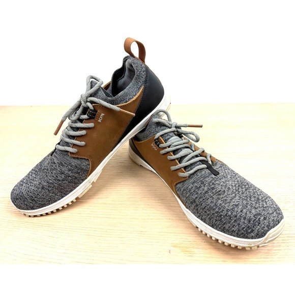 TRUE linkswear OG Feel Golf Shoes Gray Brown Leather Mens Size 9.5 - Picture 1 of 8